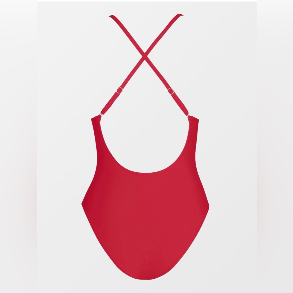 Cupshe Tomato Red V-Wire One-Piece Swimsuit Medium - Picture 6 of 12